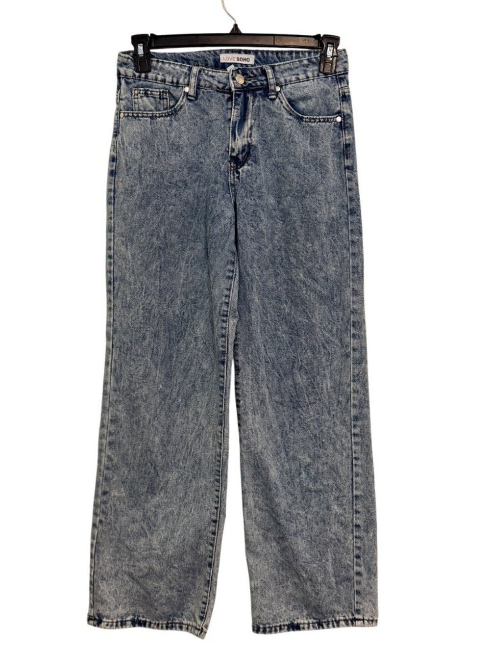 Love Soho Womens Acid Wash Wide-Leg Jeans Size 7 Cotton Blend 30" Inseam